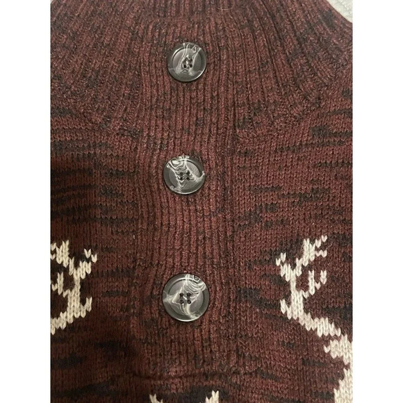 Amongst Others Reindeer Sweater Christmas Burgundy Tan Winter Men’s Medium - Picture 5 of 7
